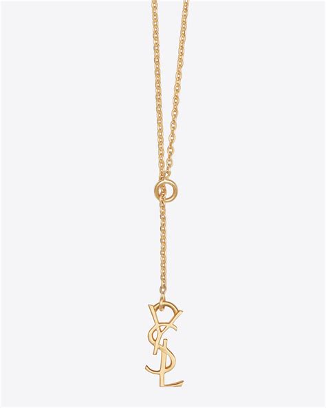 ysl monogram thin tie necklace|ysl st laurent necklace.